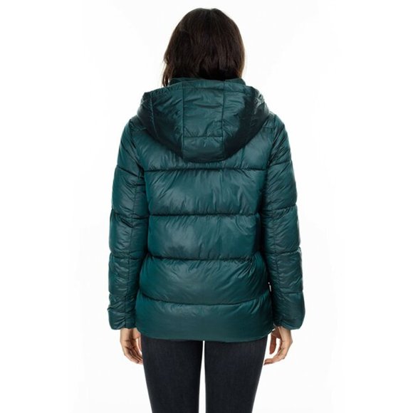 NEW! Scandinavian Pearlized Quilted ONLY Puffer Jacket/ Coat Dark Forest Green,S - Picture 7 of 16
